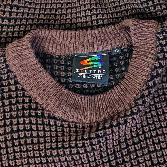 Spettro 90’s Brown/Black Crew Neck Grandpa Holiday  Knit Sweater Size XL - Picture 4 of 5